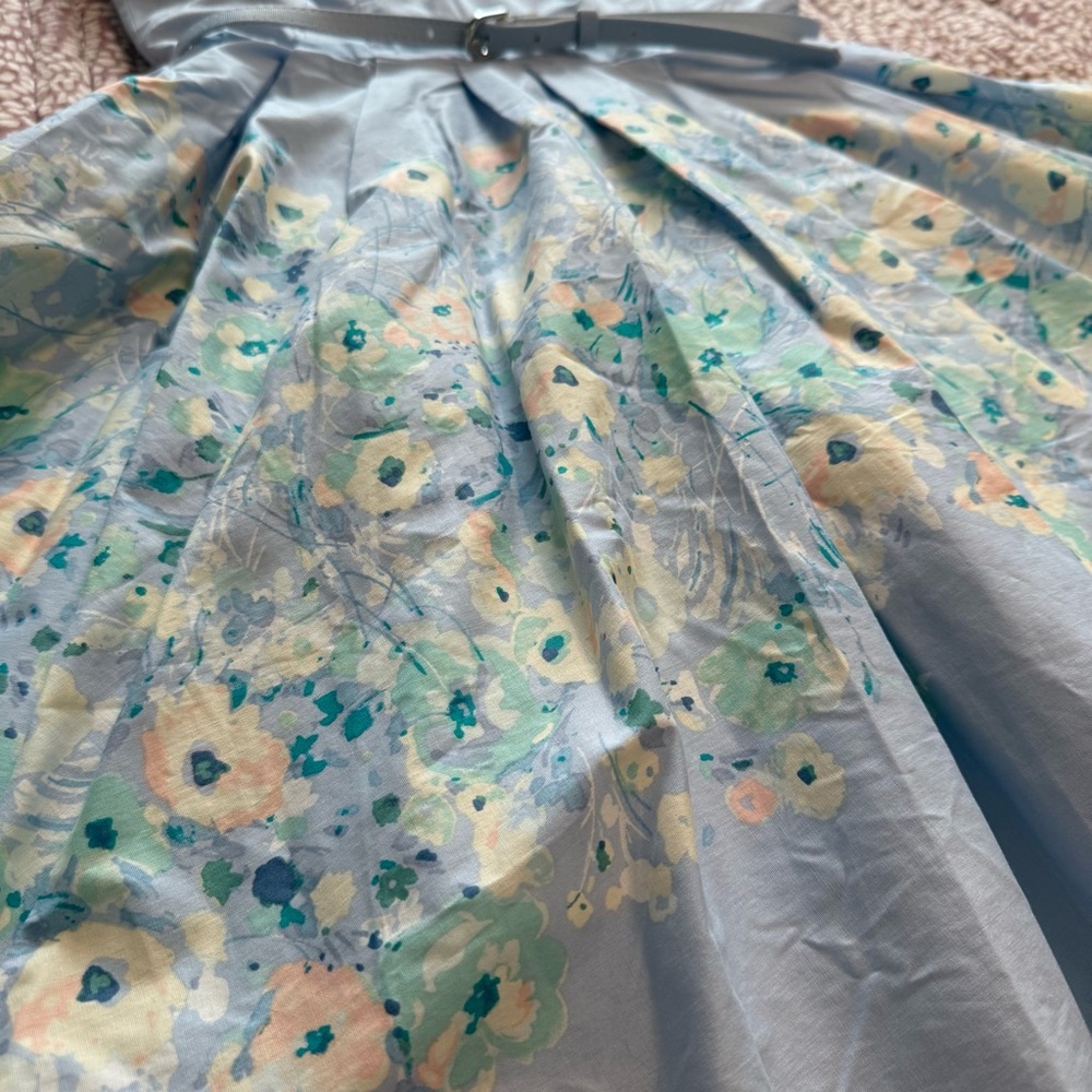 LC Lauren Conrad Sky Blue Floral Midi Dress - Picture 2 of 9